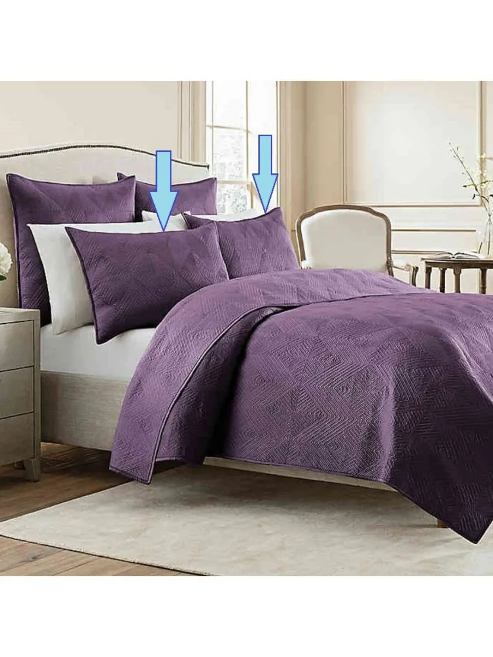 2 new Regal PURPLE Wamsutta Bliss 20 x 36 inches KING Pillow Shams